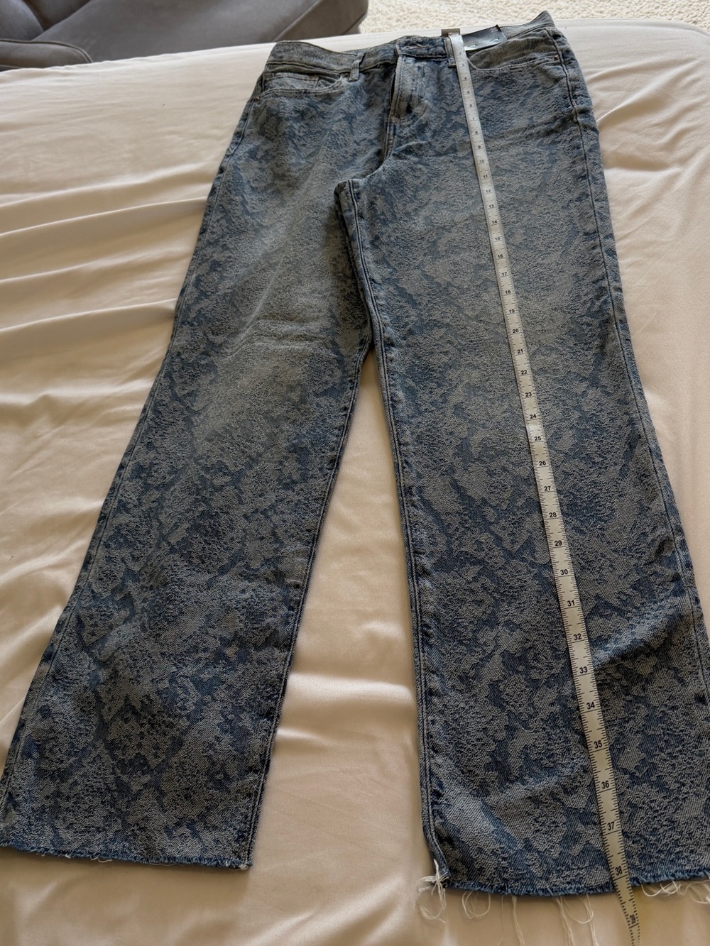 Women's High-Rise Straight Jeans in Dark Snake-Print